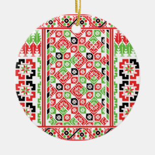 Palestinian Embroidery Tatreez printed design Ceramic Ornament