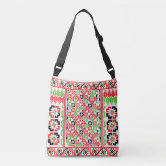 Palestinian Embroidery and Suede Crossbody Tote Bag with Tatreez