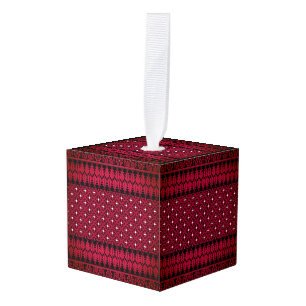 Palestinian Embroidery Tatreez printed design Cube Ornament