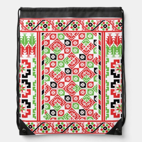 Palestinian Embroidery Tatreez printed design Drawstring Bag