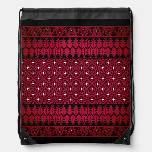 Palestinian Embroidery Tatreez printed design  Drawstring Bag