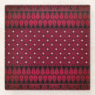 Palestinian Embroidery Tatreez printed design Glass Coaster