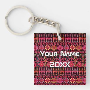 Palestinian Embroidery Tatreez printed Design  Keychain