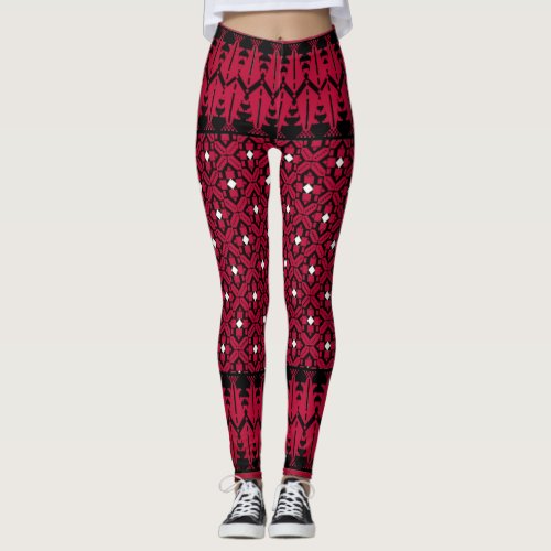 Palestinian Embroidery Tatreez printed design Leggings