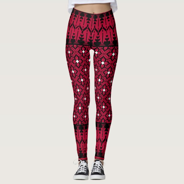 Palestinian Embroidery Tatreez printed design Leggings (Front)