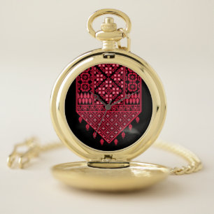 Palestinian Embroidery Tatreez printed design Pocket Watch