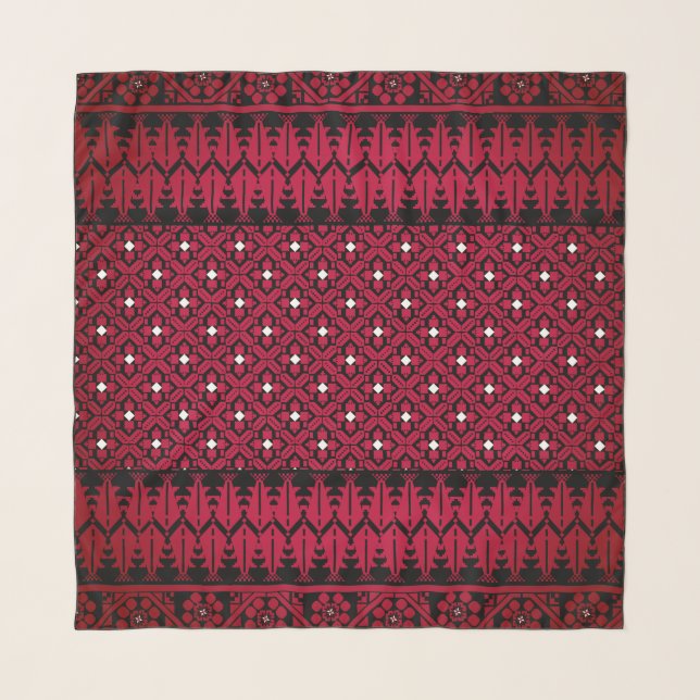 Palestinian Embroidery Tatreez printed design  Scarf (Front)