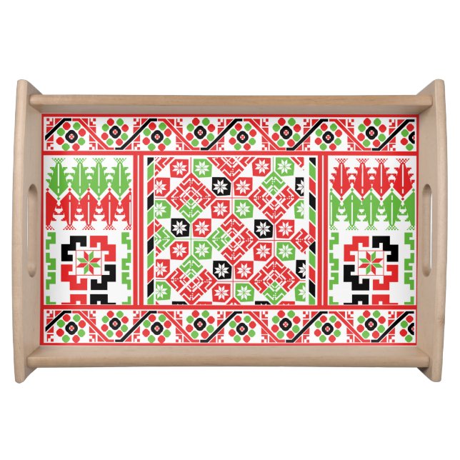 Palestinian Embroidery Tatreez printed design Serving Tray (Front)