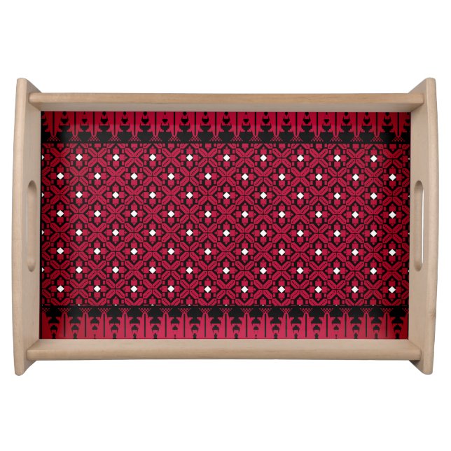 Palestinian Embroidery Tatreez printed design Serving Tray (Front)