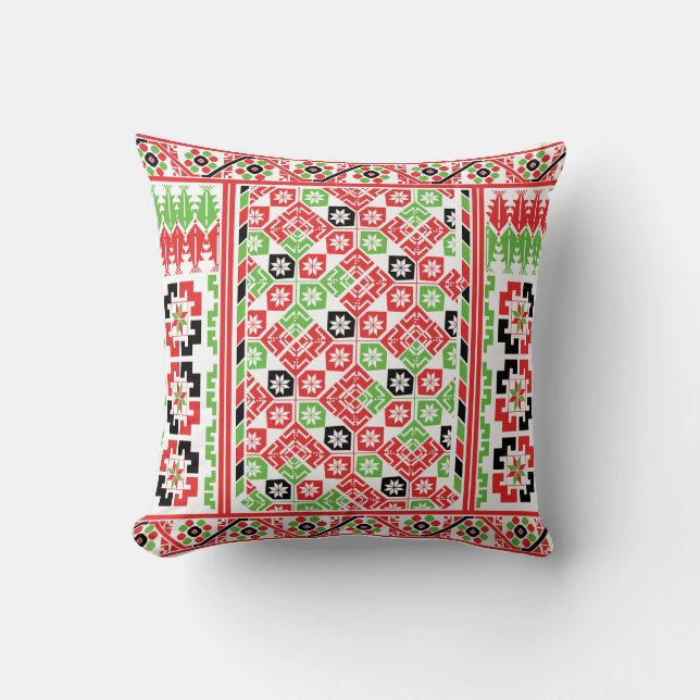Palestinian Embroidery Tatreez printed design Throw Pillow (Front)