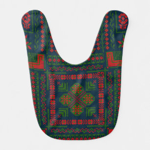 Palestinian Embroidery Tatreez red green 5 Pattern Baby Bib