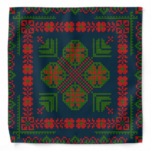 Palestinian Embroidery Tatreez red green 5 Pattern Bandana