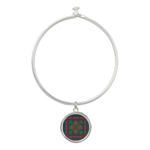 Palestinian Embroidery Tatreez red green 5 Pattern Bangle Bracelet