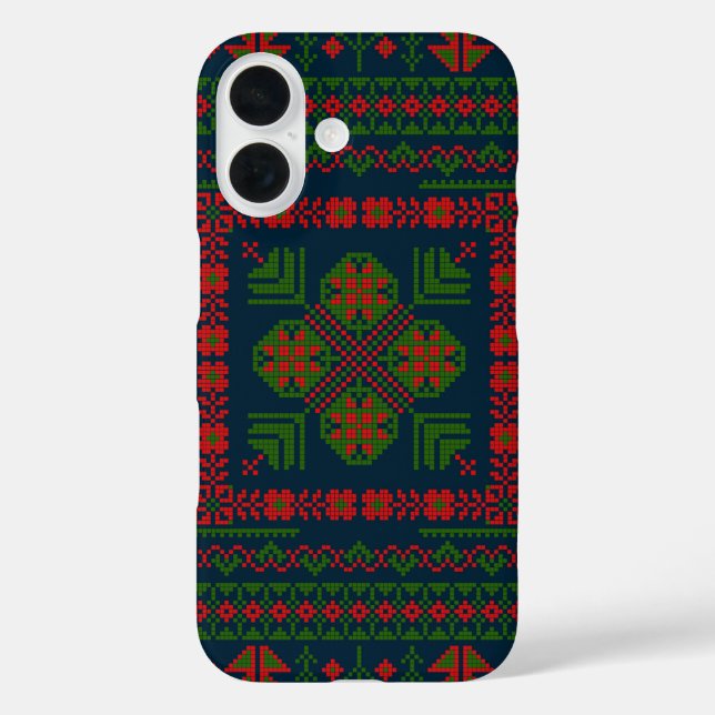 Palestinian Embroidery Tatreez red green 5 Pattern Case-Mate iPhone Case (Back)