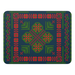 Palestinian Embroidery Tatreez red green 5 Pattern Door Sign