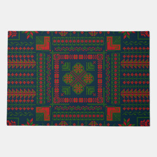 Palestinian Embroidery Tatreez red green 5 Pattern Doormat