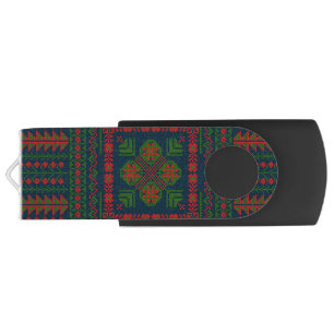 Palestinian Embroidery Tatreez red green 5 Pattern Flash Drive
