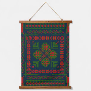 Palestinian Embroidery Tatreez red green 5 Pattern Hanging Tapestry