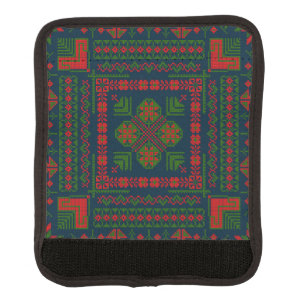 Palestinian Embroidery Tatreez red green 5 Pattern Luggage Handle Wrap