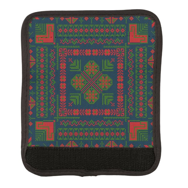 Palestinian Embroidery Tatreez red green 5 Pattern Luggage Handle Wrap (Front)