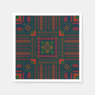 Palestinian Embroidery Tatreez red green 5 Pattern Napkins
