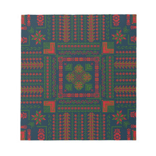Palestinian Embroidery Tatreez red green 5 Pattern Notepad