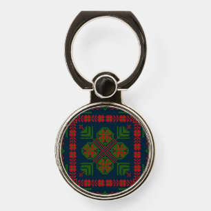 Palestinian Embroidery Tatreez red green 5 Pattern Phone Ring Stand