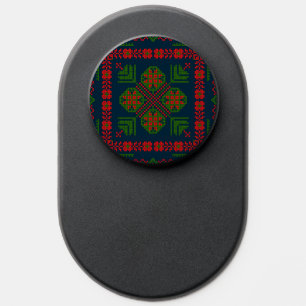 Palestinian Embroidery Tatreez red green 5 Pattern PopSocket