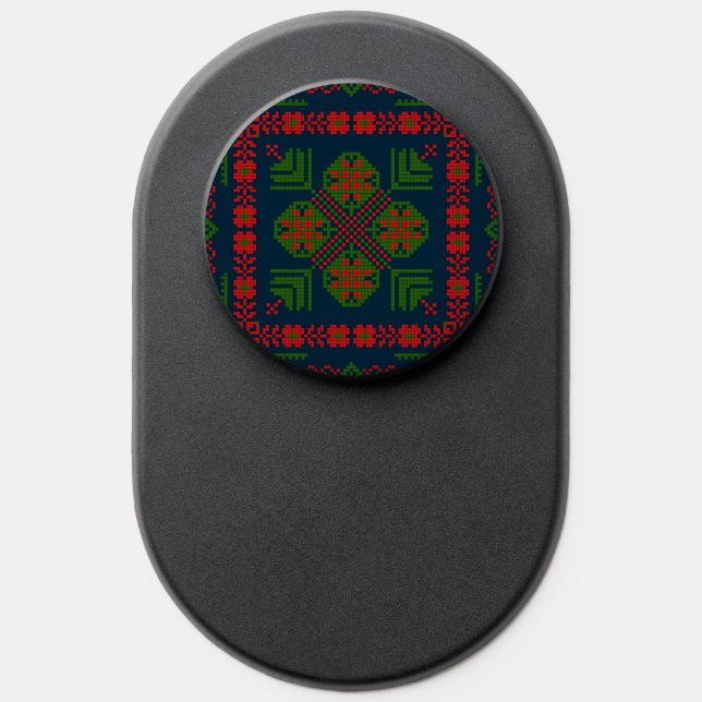 Palestinian Embroidery Tatreez red green 5 Pattern PopSocket (Popsocket)