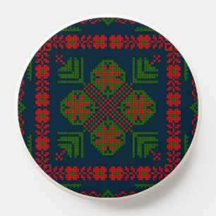 Palestinian Embroidery Tatreez red green 5 Pattern PopSocket