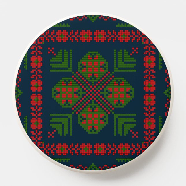 Palestinian Embroidery Tatreez red green 5 Pattern PopSocket (Popsocket)