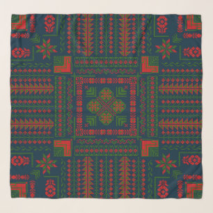 Palestinian Embroidery Tatreez red green 5 Pattern Scarf