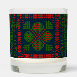 Palestinian Embroidery Tatreez red green 5 Pattern Scented Candle