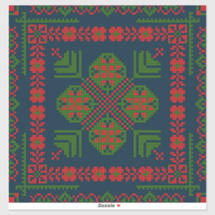 Palestinian Embroidery Tatreez red green 5 Pattern Sticker