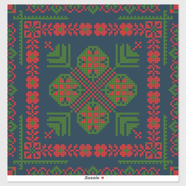 Palestinian Embroidery Tatreez red green 5 Pattern Sticker (Sheet)