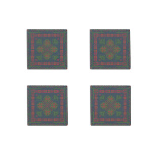 Palestinian Embroidery Tatreez red green 5 Pattern Stone Magnet