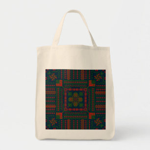 Palestinian Embroidery Tatreez red green 5 Pattern Tote Bag