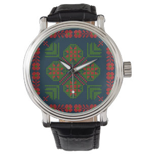 Palestinian Embroidery Tatreez red green 5 Pattern Watch
