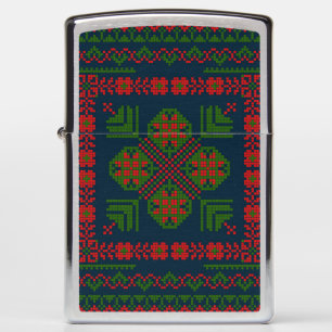 Palestinian Embroidery Tatreez red green 5 Pattern Zippo Lighter