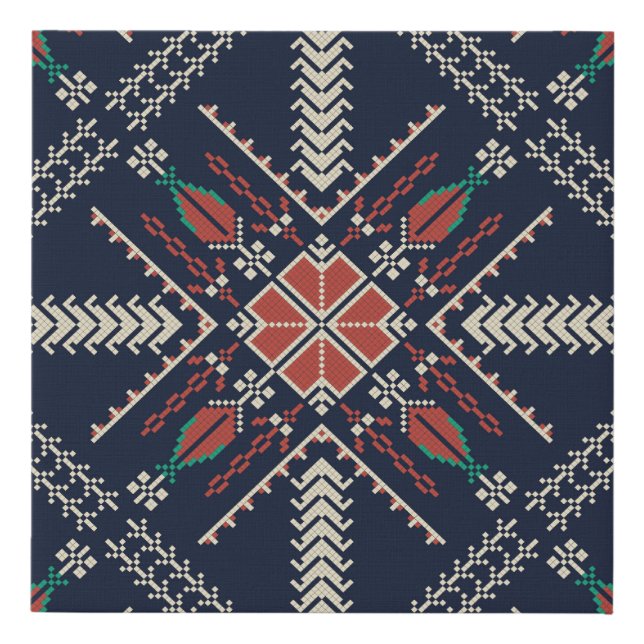 Palestinian Embroidery: Traditional Pattern Design Faux Canvas Print (Front)