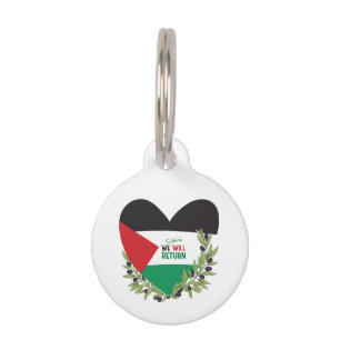 Palestinian Flag and Olive Branches Pet ID Tag