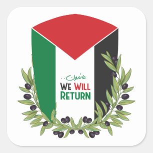 Palestinian Flag and Olive Branches Square Sticker