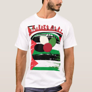 Palestinian Flag and Refugee Silhouette Art T-Shirt