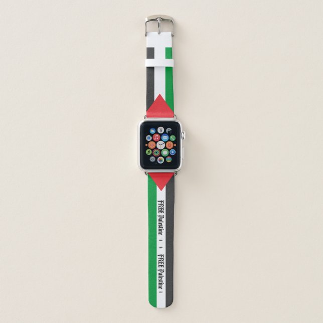 Palestinian flag Free Palestine customized Apple Watch Band (Front)