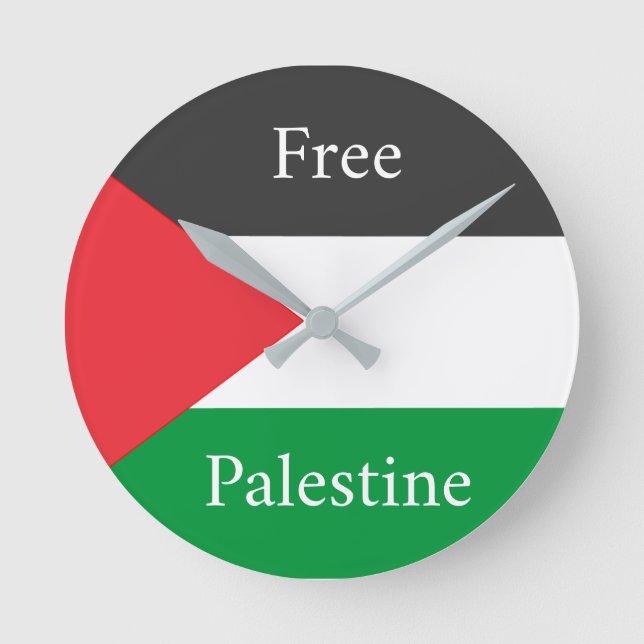 Palestinian flag Free Palestine customized Round Clock (Front)