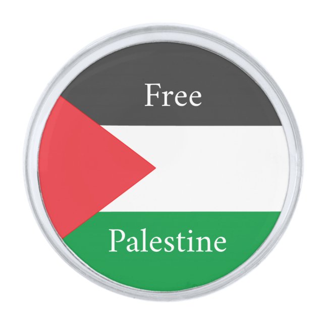 Palestinian flag Free Palestine customized Silver Finish Lapel Pin (Front)