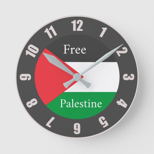 Palestinian flag Free Palestine Round C Pocket Wat Clock (Front)