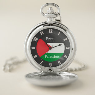 Palestinian flag Free Palestine Round C Pocket Wat Watch