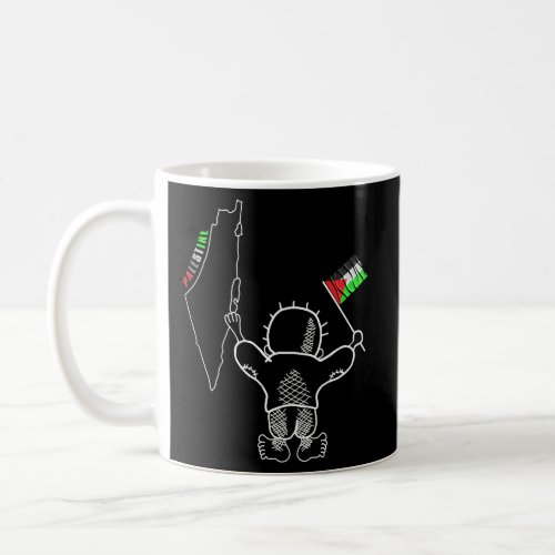 Palestinian Flag Map And Handala Coffee Mug