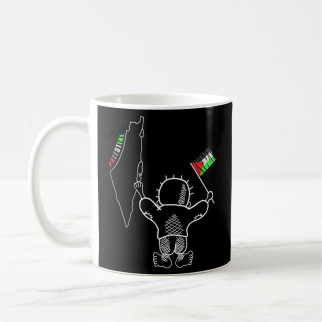 Palestinian Flag Map And Handala Coffee Mug (Left)